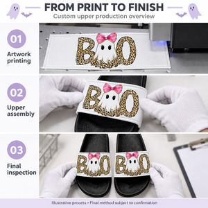 Ciabatte personalizzate di Halloween a forma di fantasma in EVA, con stampa leopardata, tomaia in PU, impermeabili, antiscivolo, suola morbida, per casa e spiaggia - Product Image 4