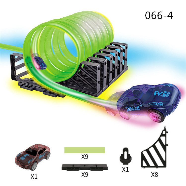 Newest High Speed Super Loop Speedway Glow Track Set Including Two Luminous Pull Back Car, Fluorescent Track & Accessories
