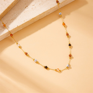 Conjunto de Joyería Boho 3 en 1 con Cuentas de Piedras Multicolores, Cadena de Acero Inoxidable, Joyería de Moda para Vacaciones en la Playa, Alta Calidad - Product Image 3