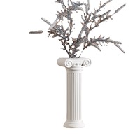 Vase en résine blanc en forme de colonne romaine, statue d'architecture classique pour la décoration florale de table à la maison