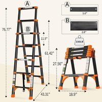 Échelle télescopique en aluminium pour toit, bureau, maison, usage quotidien, grenier, légère, portable, charge maximale 330 lb