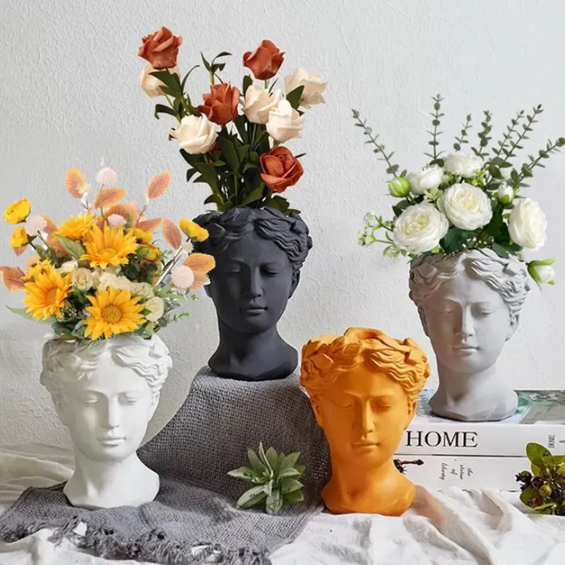 Nordic Art Portrait Sculpture Vase Creative Succulent Plant Pot Abstract Character Decorative Pot for Home Garden