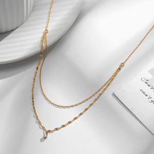 Collares de Moda 2026, Hipoalergénicos, de Acero Inoxidable 316L, Chapados en Oro PVD de 18k, Collar de Doble Capa con Circonitas para Mujer - Product Image 4