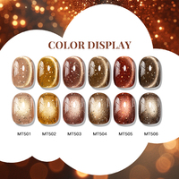 MTSSII Vernis à ongles gel UV réfléchissant magnétique scintillant effet œil de chat brun 7ml, durcissement UV, cadeau de salon pour filles et femmes