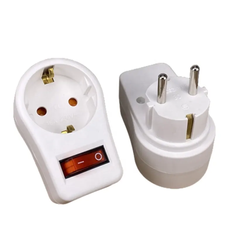 Liste CE ROHS adaptateur blanc ue à ue, prise de Conversion 16A 1 à 1 voie adaptateur d'alimentation Standard ue avec interrupteur