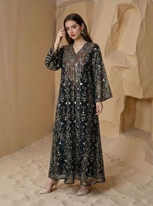 Nouvelle Collection – Service OEM – Robe Dubaï pour Femme Musulmane – Tenue du Moyen-Orient – Longue Abaya Arabe Brodé et Gaufré en Fausse Fourrure et Organza - Product Image 6