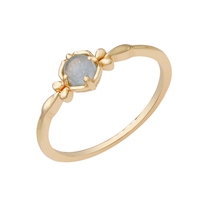 Bague géométrique en argent sterling 925 plaqué or 14 carats avec pierre précieuse naturelle aigue-marine
