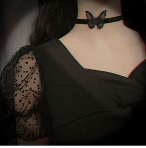 Japanische koreanische schwarze Spitze verstellbare Choker Samt Schmetterling Halskette Trendy Stoff Accessoires für Frauen für Party oder Geschenk - Product Image 4