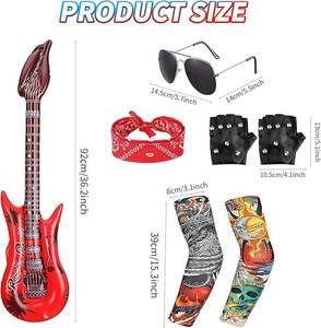 Kit d'accessoires de costume pour enfants 7 pièces, ensemble rock star, punk, heavy metal, déguisement pour garçons et filles, fête, cosplay, déguisement, fête à thème - Product Image 2