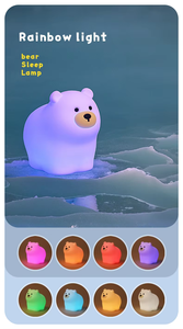 Bear Silicone Night <b>Light</b> <b>USB</b> Rechargeable <b>LED</b> Bedroom Lamp Tap Control Color Changing RGB Lamp with 30 Min Timer for kids - Product Image 5