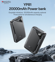 Yesido 20000mAh 12W Pengisian Cepat Tiga Port Layar Digital Cerdas Power Bank Portabel YP81