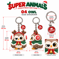 Porte-clés personnalisés en PVC 3D avec personnage de dessin animé, porte-clés de Noël ODM pour boîte mystère