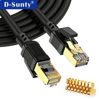 Kabel Komunikasi PVC Jacket CAT8 SFTP Patch Cord 28AWG 8-Konduktor Tembaga Terlilit 5m untuk Pusat Data Ruang Server