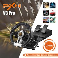 Volant et pédales de course PXN V3 PRO pour PC |   Volant à 11 pouces avec retour de vibrations, palettes de changement de vitesse, direction à 180°, 2 pédales