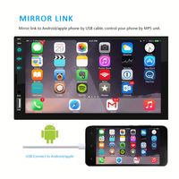 Estéreo para Auto con Pantalla Táctil Completa de 7 Pulgadas, 2 Din, Video, Autoradio, FM, Mirror Link, Reproductor MP5 con Audio IOS/Android, Control Remoto, USB/Tarjeta SD