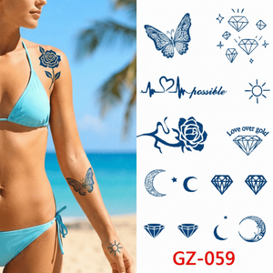 <span class=keywords><strong>Tatouage</strong></span> temporaire longue durée à base de jus végétal, respectueux de la peau, petits autocollants minimalistes pour doigts, décoration quotidienne pour filles - Product Image 2