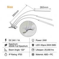 Lampe de culture micro-écologique d'intérieur à 3 têtes, à clipser, 360° °   Lampe décorative pour plantes d'intérieur à col de cygne rotatif avec minuterie et variateur d'intensité