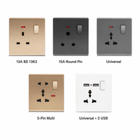 Mvava EU/UK Panneau de surface brossée à gros boutons en PC Prise électrique ultra-mince pour alimentation mécanique Interrupteur et prise de lumière tactile murale