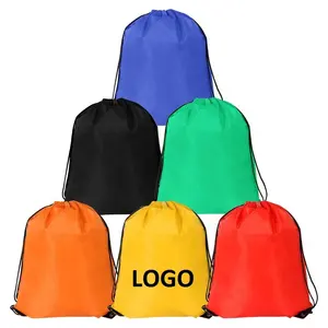 Prix de gros Logo personnalisé Impression String Cinch Sac Imperméable Polyester Cordon Sac à dos Sacs