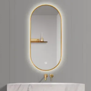 Espejo de salón rectangular de forma personalizada Superior al por mayor, decoración elegante moderna, marco de aleación de aluminio, espejo de baño
