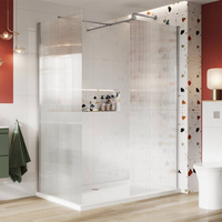 Paroi de douche en verre trempé cannelé Oumeiga 90*200cm, design moderne sans cadre, épaisseur 8mm pour salle de bain ou hôtel