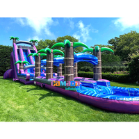 Toboggan aquatique gonflable géant de qualité commerciale, thème tribu primitive, toboggan aquatique amusant à double piste pour adultes, idéal pour les fêtes
