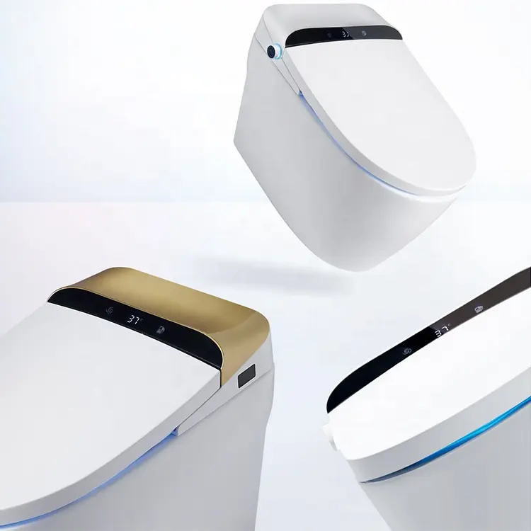 HILITE Neue Produkte in Promotion 690*405*490Mm Über empfindliche weiße Platin Gold Smart Toilette Auto Flush Toilette