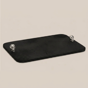 Elegante bandeja rústica para servir, sofisticada bandeja plateada, accesorio decorativo con estilo, bandeja central decorativa, accesorio ornamental para el hogar - Product Image 1