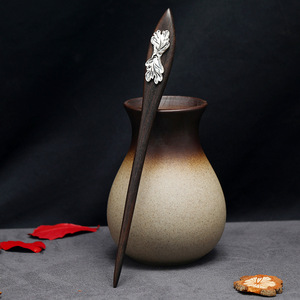 Épingles à cheveux Hanfu de style ancien, épingles à cheveux en ébène, ornements pour cheveux, épingles à cheveux en argent antique, accessoires pour cheongsam, accessoires pour cheveux féminins - Product Image 3