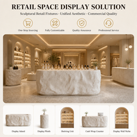 Comptoir d'îlot double face en fausse pierre, entièrement assemblé, avec rangement, pour boutique de vêtements