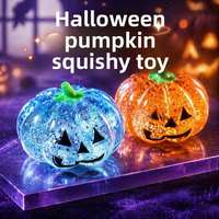 Jouet Squishy Tête de Citrouille Parfumée aux Paillettes, Jouet Anti-Stress Amusant en Caoutchouc pour Halloween, Jouet de Décompression Ludique