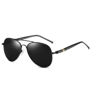 Модные пилотные мужские поляризованные солнцезащитные очки, большие металлические авиационные мужские солнцезащитные очки, классические черные очки для вождения UV400