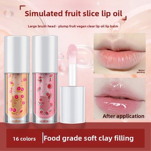 Gloss à lèvres transparent hydratant en gros, tubes volumineux, 16 couleurs, huile à lèvres fruitée - Product Image 4