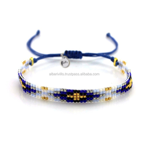 สร้อยข้อมือลูกปัดลูกปัดสไตล์โบฮีเมียนสีฟ้าครามทำมือธีมทะเลน้ำทำด้วยมือลูกปัดแก้วสายรัดข้อมือกำไลยืดทางศาสนา - Product Image 3