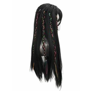 Anxin Peluca de Cabello Largo Liso con Doble Cola de Caballo y <span class=keywords><strong>Trenzas</strong></span> de Cuerda Coloridas, Flequillo Ordenado, 100% Fibra de Alta Temperatura, 130% de Densidad, con Botón - Product Image 5