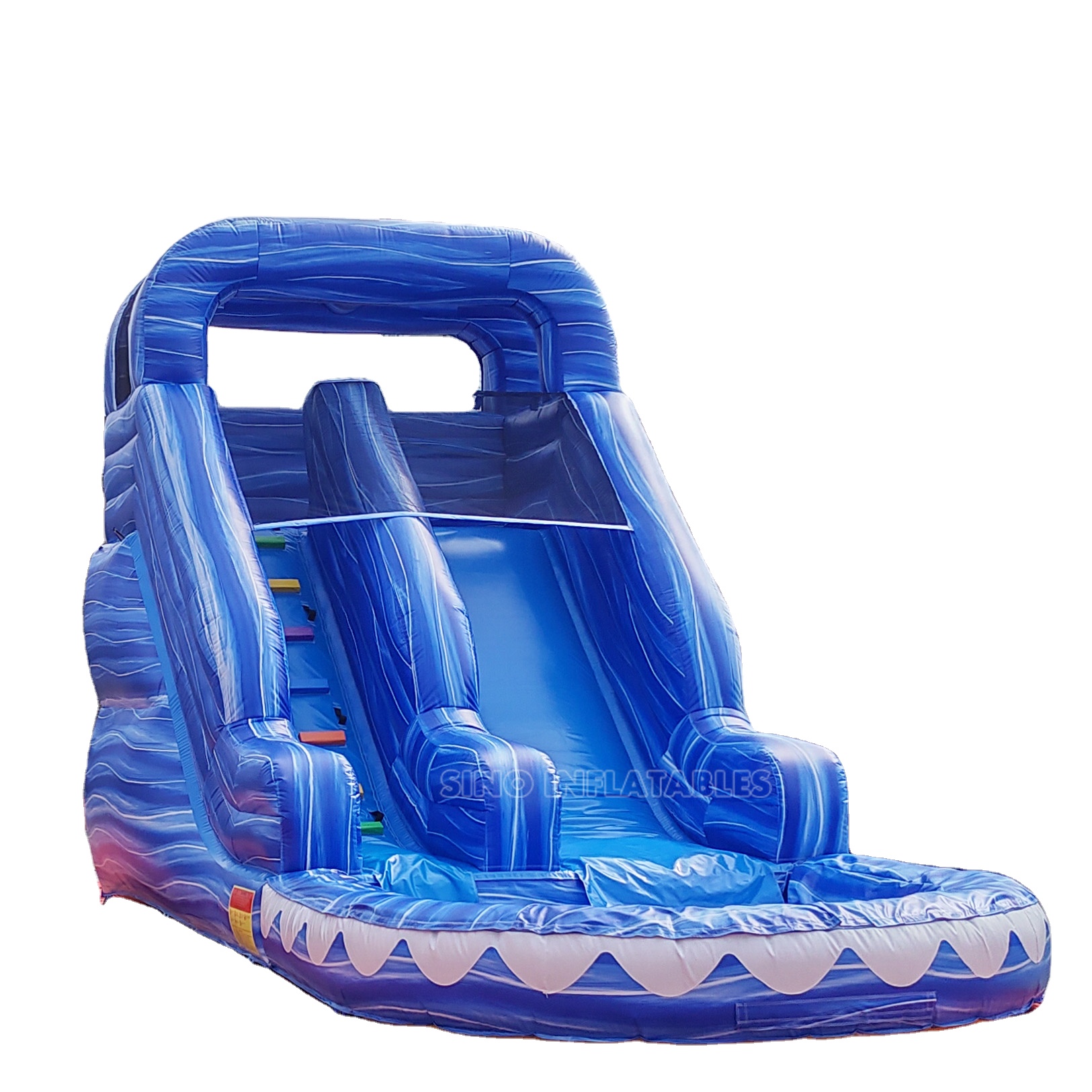 17' high kids inflatable water slide with pool N Tropical water ripples with palm tree made of lead free pvc tarpaulin