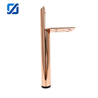 Patas Metálicas en Forma de L de Alto Brillo Rosy para Muebles, Patas de 7 Pulgadas para Mesa/Sofá/Gabinete con Cubierta de Goma, Fácil Instalación, Diseño Resistente