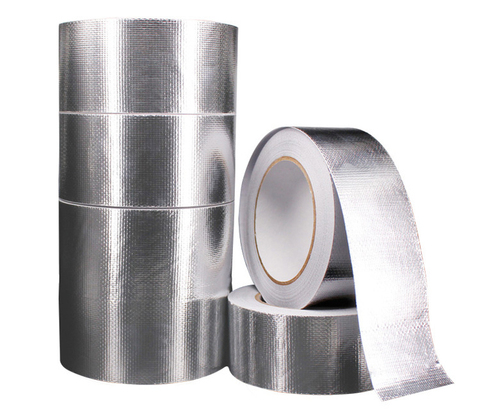 Wholesale Reinforced Fiberglass Silver Aluminum Foil / Glass Cloth Tape Jumbo Roll Acrylic Adhesive Waterproof Carton Sealing