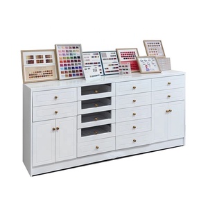 White Nordic Nail Polish Display Cabinet with Drawers Floor Storage Showcase for Nail Salon Beauty Shop - Product Image 5