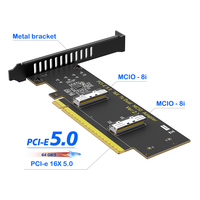 Cable de extensión PCIe 5.0 X16 MCIO para GPU, compatible con adaptador bifurcador de 1 a 2 GEN5 PCI-E X16 a X8 X8, tarjeta riser con alimentación ATX de 6 pines