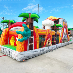 Pista de obstáculos inflable comercial de Jurassic Park para fiestas infantiles, casa de brinco inflable con pista de obstáculos para adultos - Product Image 2
