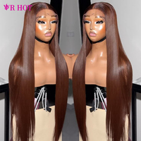Perruques de cheveux naturels vietnamiens bruts 13x6 couleur marron, sans colle, avec dentelle frontale transparente HD complète, perruque droite brute avec dentelle HD