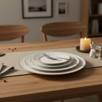 Assiette Plate en Porcelaine Fine Blanche avec Bord Doré, Vaisselle de Luxe en Céramique, Vente en Gros pour Usines, Assiette de Dîner en Céramique 6/7/8/10 Pouces