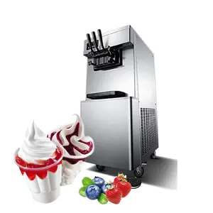 Máquina de sorvete cobertura macia de morango, máquina barata comercial automática chinesa vertical 3 de sabor frutas, geladeira, morango, sorvete
