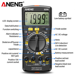Multímetro Digital Profissional ANENG SZ08, Voltímetro Automático 220V AC/<span class=keywords><strong>DC</strong></span> Ultrafino Portátil com Retenção de Dados e Medição de Resistência - Product Image 3