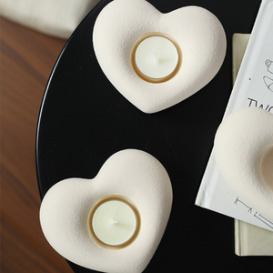 Bougeoir en céramique Cœur d'amour <span class=keywords><strong>moderne</strong></span>, joli porte-bougie chauffe-plat en porcelaine pour mariage et décoration intérieure - Product Image 3