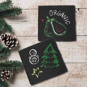 Factory Wholesale Classic Dark Black Round Eco-Friendly 10*10cm Office Coffee Cut Side or Rough <b>Slate</b> Coasters - Product Image 4