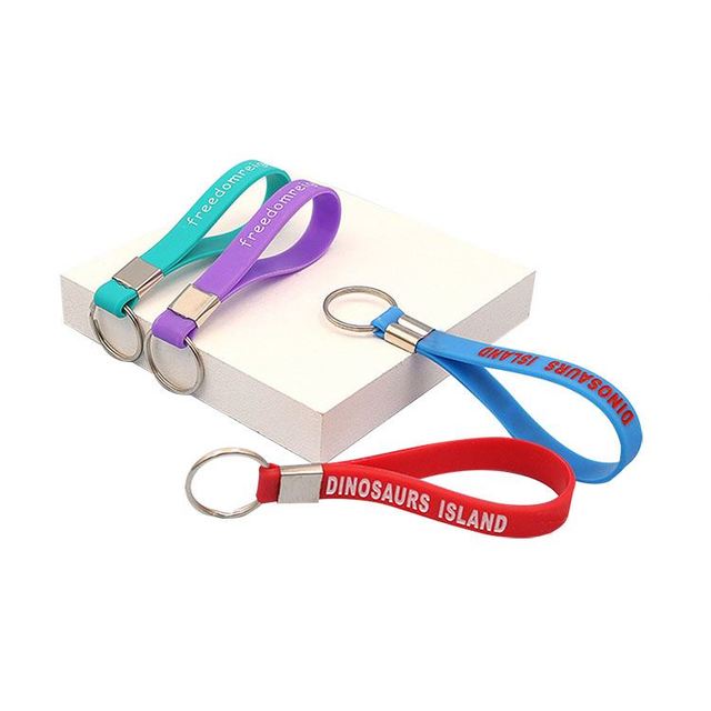 Wholesale Design Custom Multicolor Silicone Wristlet Keychain Lanyard Silicone Wristband Keychain Bracelet