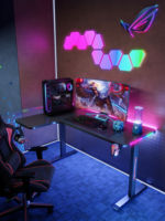 Bureau de jeu personnalisé en forme de L Grande table de jeu noir et blanc Bureau d'ordinateur Bureau à domicile pour PC