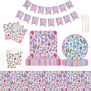 Platos y Servilletas de Papel para Fiestas con Diseño de Flores Silvestres DAMAI, Desechables, para Baby Shower, Cumpleaños, Bodas, Fiestas de Té - Product Image 1